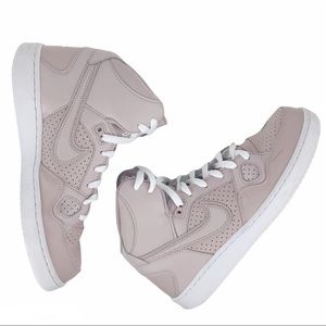 Nike Son of Force Mid/High Top Pink Sneakers | 616303-603 | Rose + White | 9